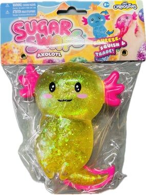 Sugar Swaps Axolotl Squeeze Toy - Glitter Yellow with Pink Accents